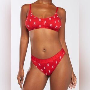Savage X Fenty Red Logo Panty Bikini High Cut Hi Waisted Boxer Shorts Cheeky SXF